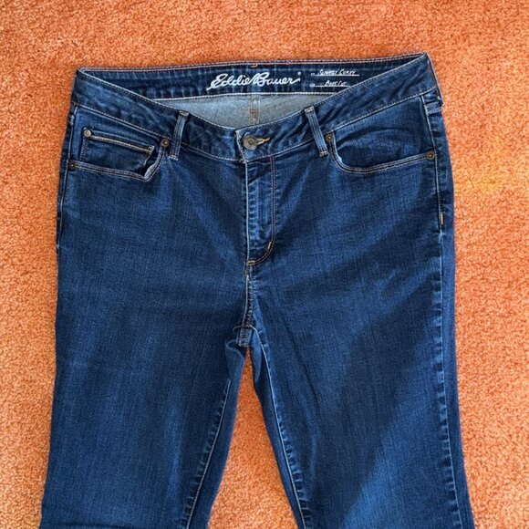 Eddie Bauer Slightly Curvy Bootcut Denim Jeans Size 12 Stretch Fit Medium Wash - Picture 3 of 11